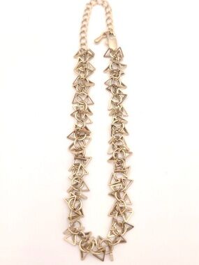 Silver Tone Triangle Link Chain Bracelet Geometric Statement Bracelet